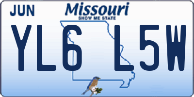 MO license plate YL6L5W