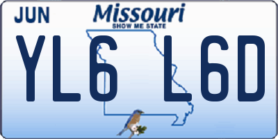 MO license plate YL6L6D