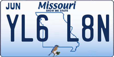 MO license plate YL6L8N