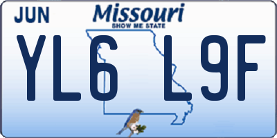 MO license plate YL6L9F