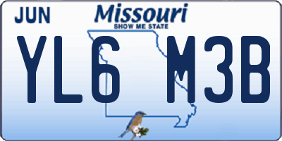 MO license plate YL6M3B