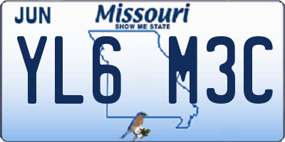 MO license plate YL6M3C