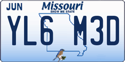 MO license plate YL6M3D