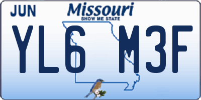 MO license plate YL6M3F
