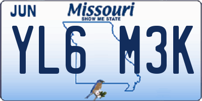 MO license plate YL6M3K