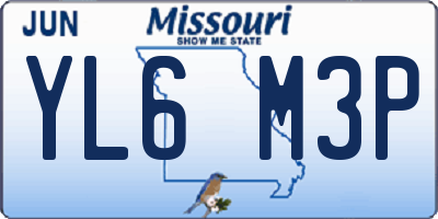 MO license plate YL6M3P