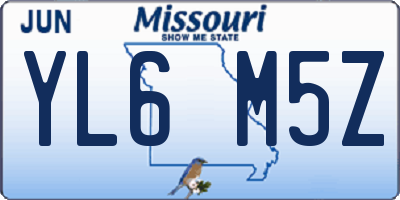 MO license plate YL6M5Z