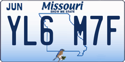 MO license plate YL6M7F
