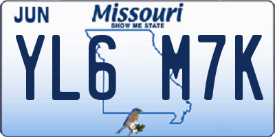 MO license plate YL6M7K