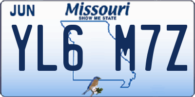 MO license plate YL6M7Z