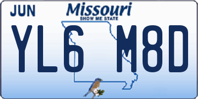 MO license plate YL6M8D