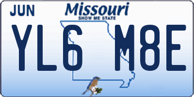 MO license plate YL6M8E