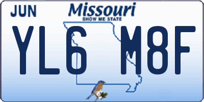 MO license plate YL6M8F