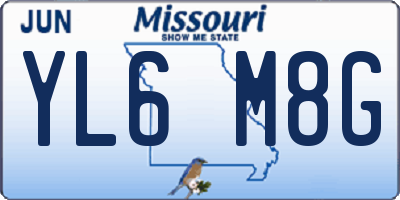 MO license plate YL6M8G
