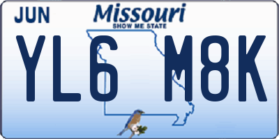 MO license plate YL6M8K
