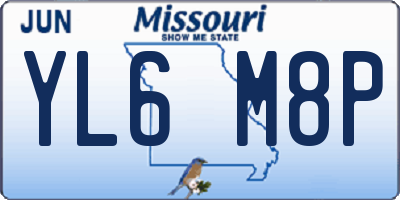 MO license plate YL6M8P