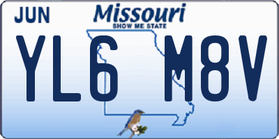 MO license plate YL6M8V