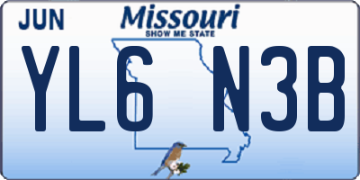 MO license plate YL6N3B