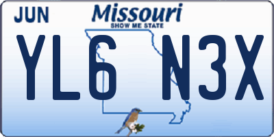 MO license plate YL6N3X