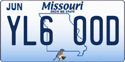 MO license plate YL6O0D