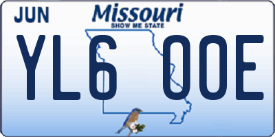 MO license plate YL6O0E