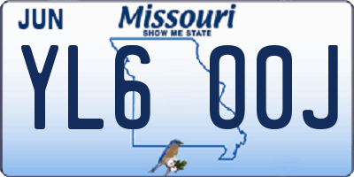 MO license plate YL6O0J