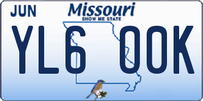 MO license plate YL6O0K