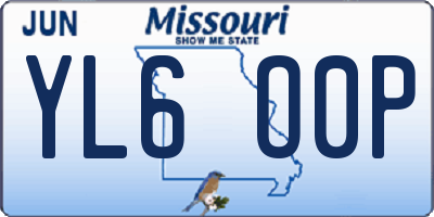 MO license plate YL6O0P