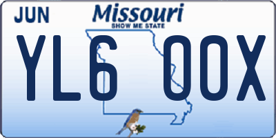 MO license plate YL6O0X