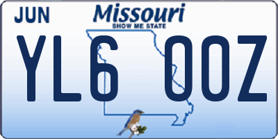 MO license plate YL6O0Z