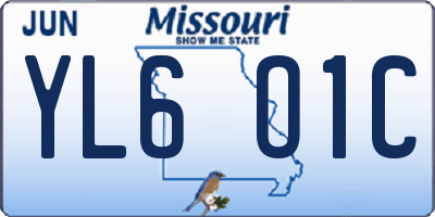 MO license plate YL6O1C