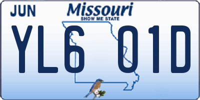 MO license plate YL6O1D