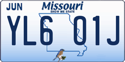 MO license plate YL6O1J