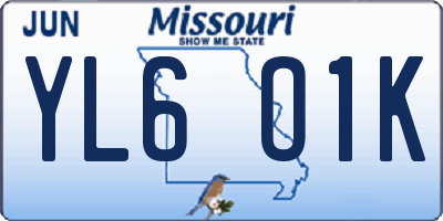 MO license plate YL6O1K