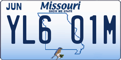 MO license plate YL6O1M