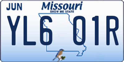 MO license plate YL6O1R