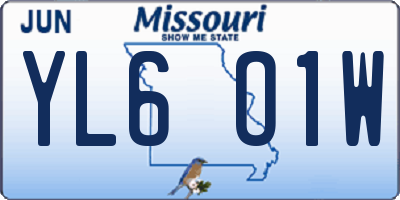MO license plate YL6O1W