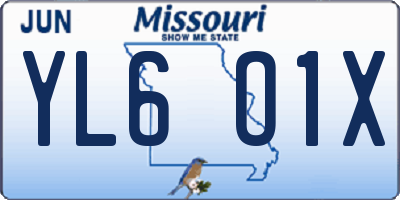 MO license plate YL6O1X