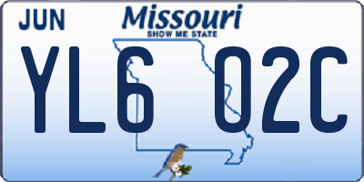 MO license plate YL6O2C