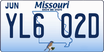 MO license plate YL6O2D