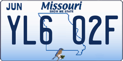 MO license plate YL6O2F
