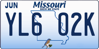 MO license plate YL6O2K