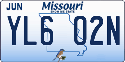 MO license plate YL6O2N