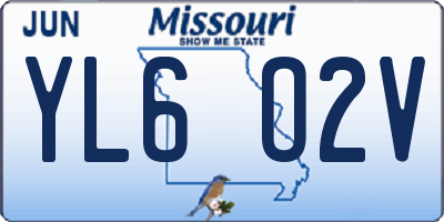 MO license plate YL6O2V