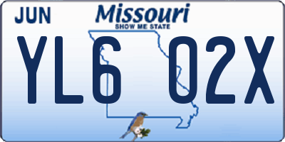 MO license plate YL6O2X