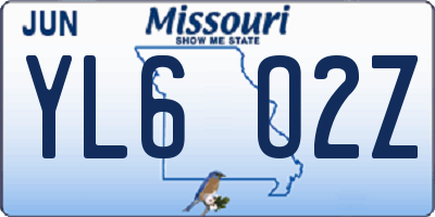 MO license plate YL6O2Z