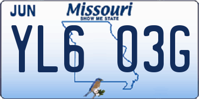 MO license plate YL6O3G