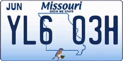 MO license plate YL6O3H