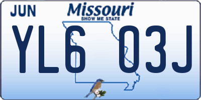 MO license plate YL6O3J