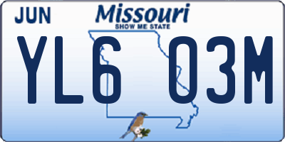 MO license plate YL6O3M